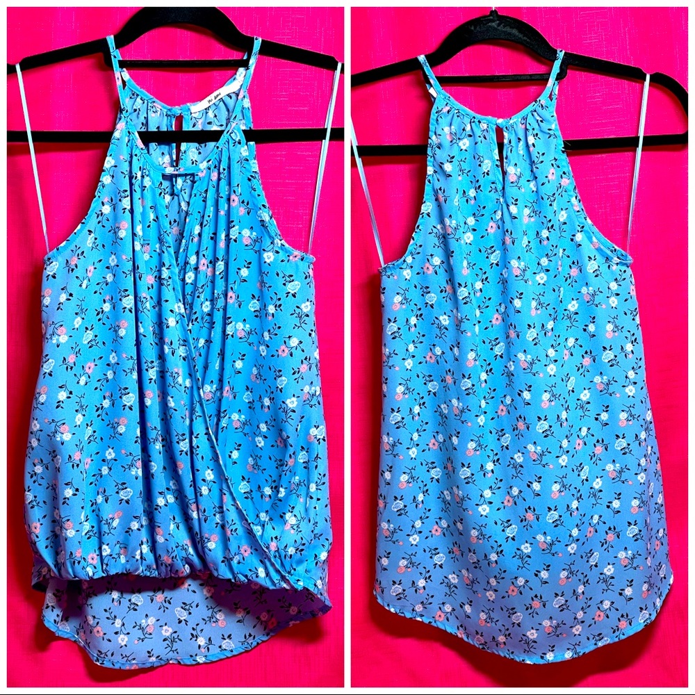 MI AMI FLORAL DRAPED HALTER TOP SIZE XS
